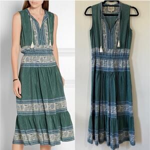 MSRP $495 Sea 100% Silk V Neck Slip Maxi Dress w/tassels Size M/10 | QUICK SHIP
